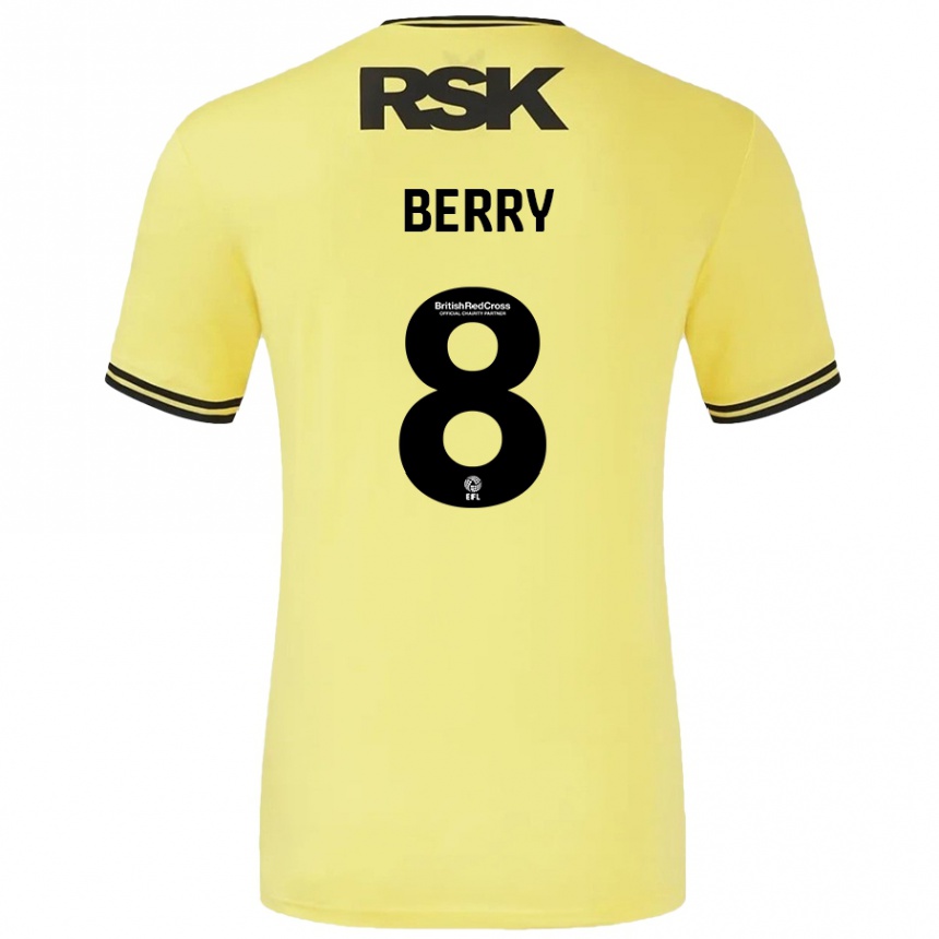 Gyermek Labdarúgás Luke Berry #8 Sárga Fekete Idegenbeli Jersey 2024/25 Mez Póló Ing