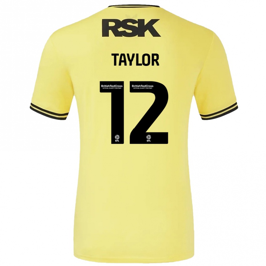 Gyermek Labdarúgás Terry Taylor #12 Sárga Fekete Idegenbeli Jersey 2024/25 Mez Póló Ing