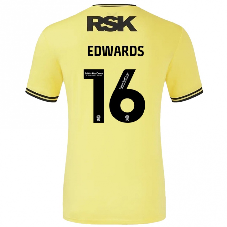 Gyermek Labdarúgás Josh Edwards #16 Sárga Fekete Idegenbeli Jersey 2024/25 Mez Póló Ing