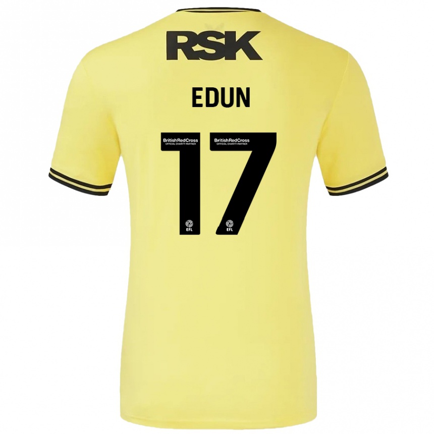 Gyermek Labdarúgás Tayo Edun #17 Sárga Fekete Idegenbeli Jersey 2024/25 Mez Póló Ing