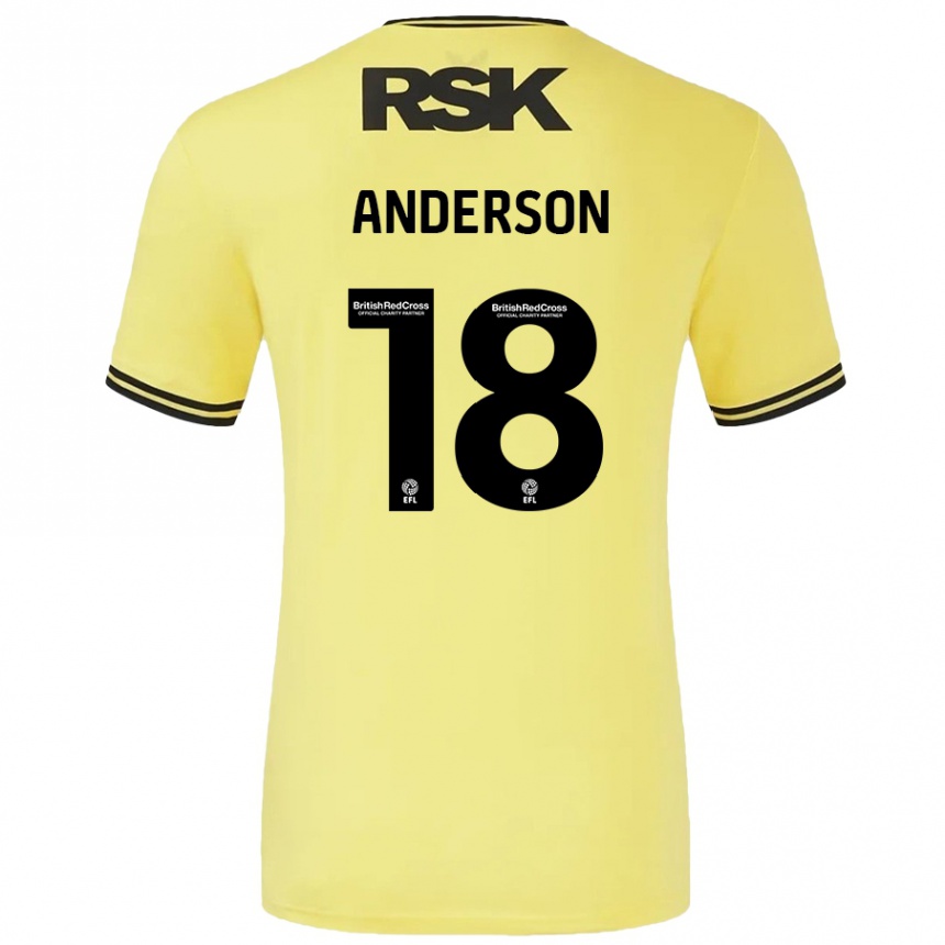 Gyermek Labdarúgás Karoy Anderson #18 Sárga Fekete Idegenbeli Jersey 2024/25 Mez Póló Ing