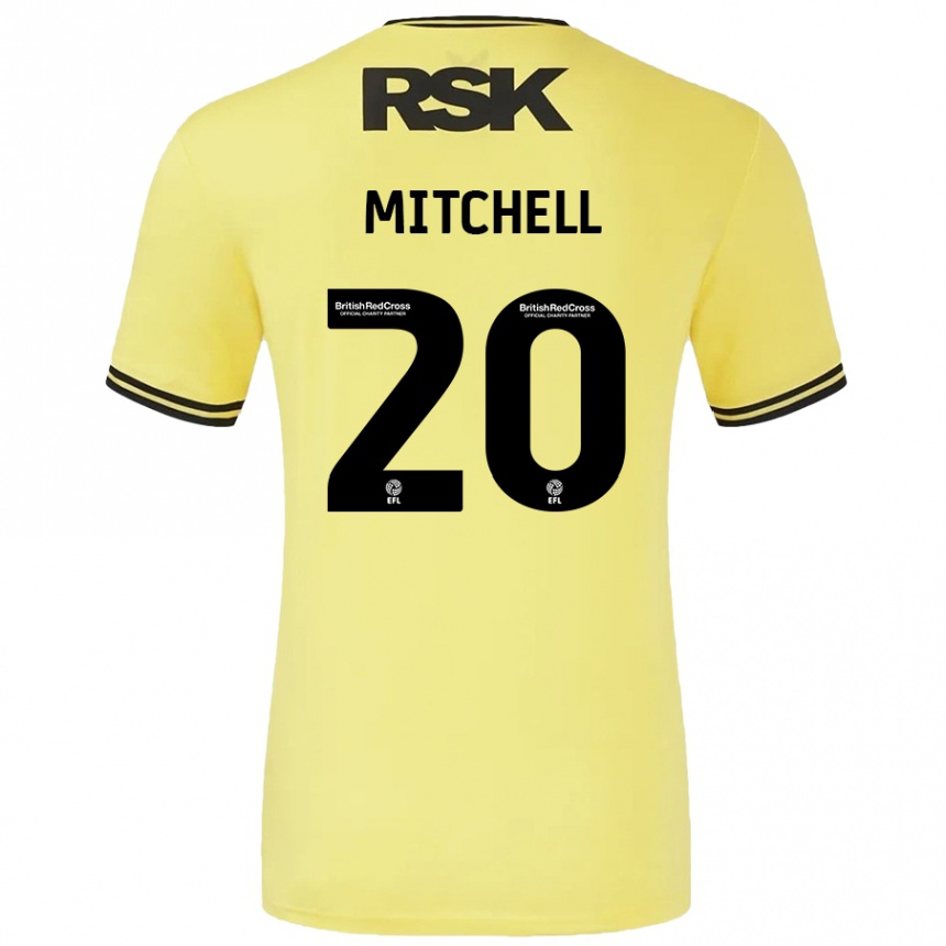 Gyermek Labdarúgás Zach Mitchell #20 Sárga Fekete Idegenbeli Jersey 2024/25 Mez Póló Ing