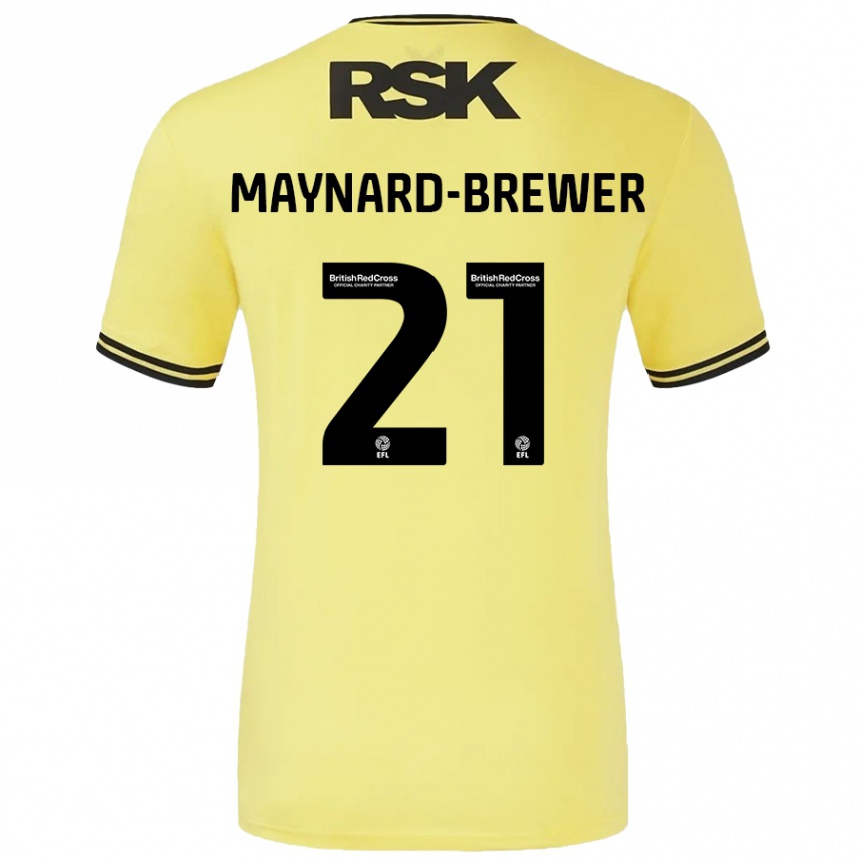 Gyermek Labdarúgás Ashley Maynard-Brewer #21 Sárga Fekete Idegenbeli Jersey 2024/25 Mez Póló Ing