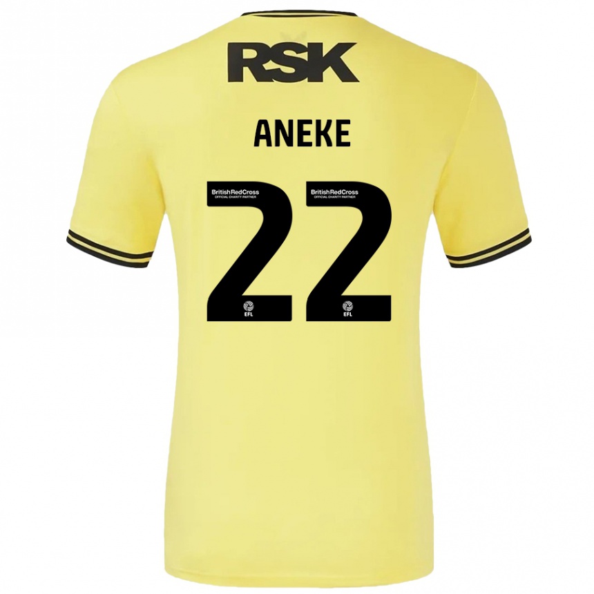 Gyermek Labdarúgás Chuks Aneke #22 Sárga Fekete Idegenbeli Jersey 2024/25 Mez Póló Ing