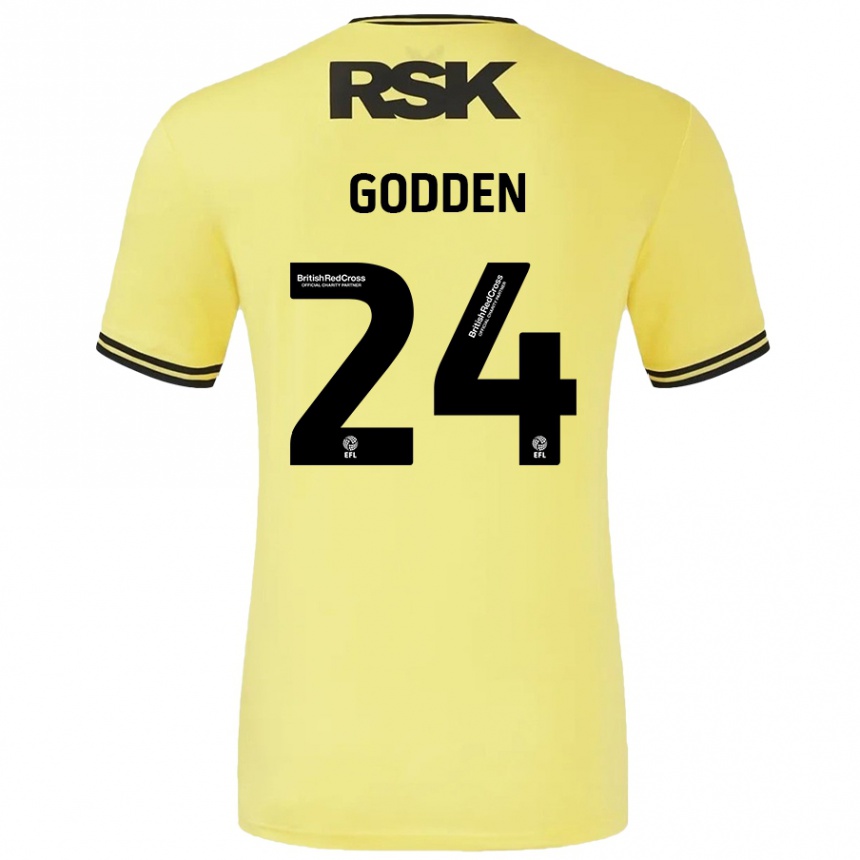 Gyermek Labdarúgás Matt Godden #24 Sárga Fekete Idegenbeli Jersey 2024/25 Mez Póló Ing