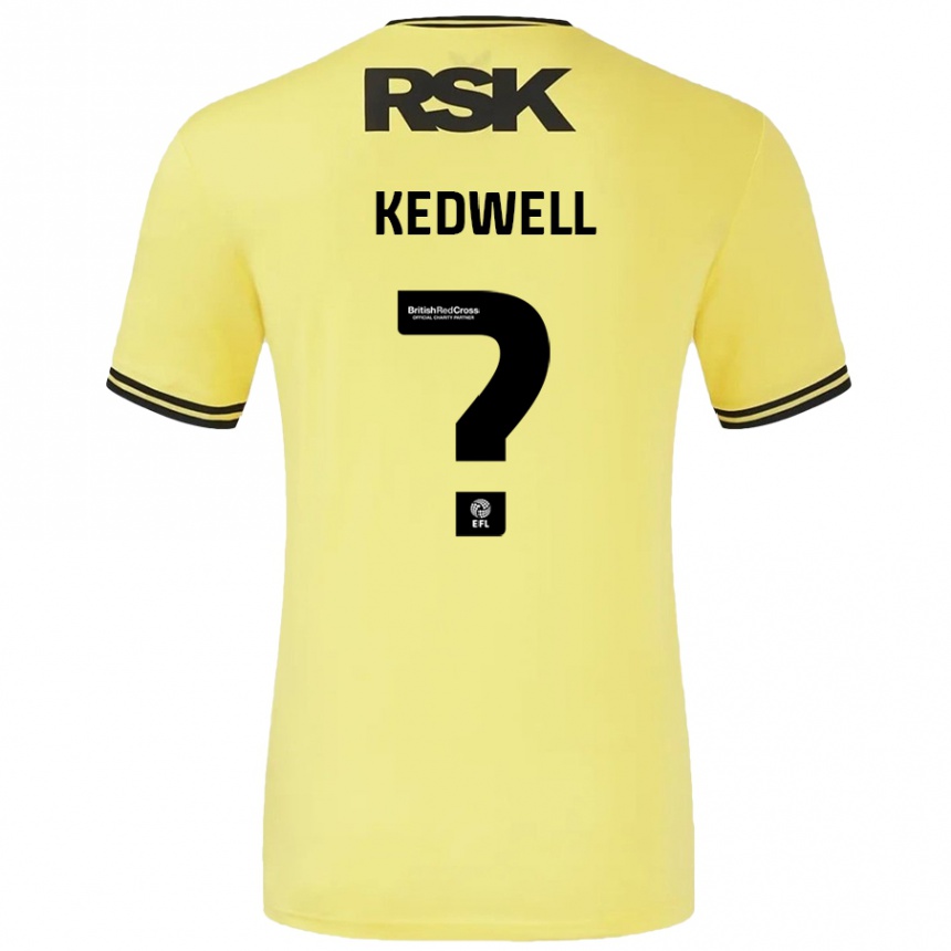 Gyermek Labdarúgás Harvey Kedwell #0 Sárga Fekete Idegenbeli Jersey 2024/25 Mez Póló Ing