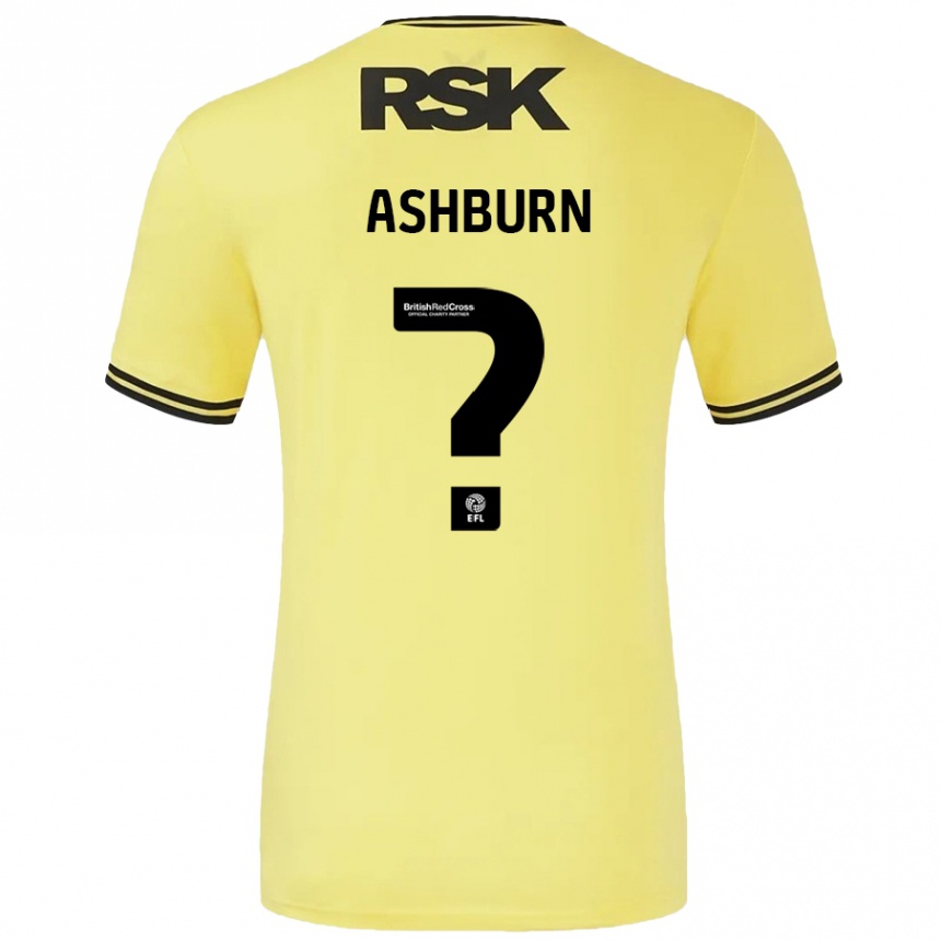 Gyermek Labdarúgás Luke Ashburn #0 Sárga Fekete Idegenbeli Jersey 2024/25 Mez Póló Ing