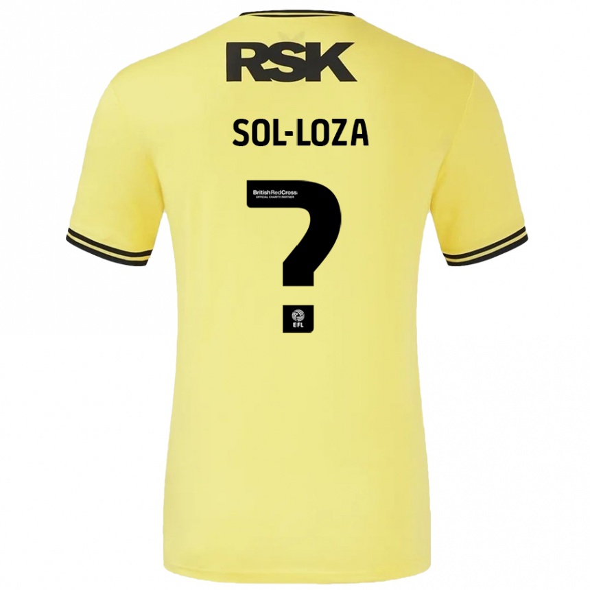 Gyermek Labdarúgás Emmanuel Sol-Loza #0 Sárga Fekete Idegenbeli Jersey 2024/25 Mez Póló Ing