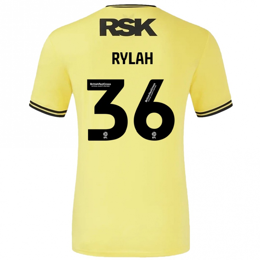 Gyermek Labdarúgás Henry Rylah #36 Sárga Fekete Idegenbeli Jersey 2024/25 Mez Póló Ing