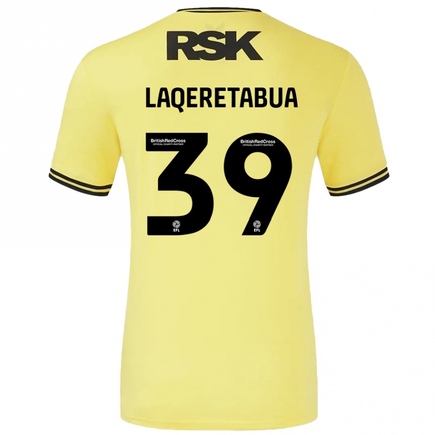 Gyermek Labdarúgás Josh Laqeretabua #39 Sárga Fekete Idegenbeli Jersey 2024/25 Mez Póló Ing