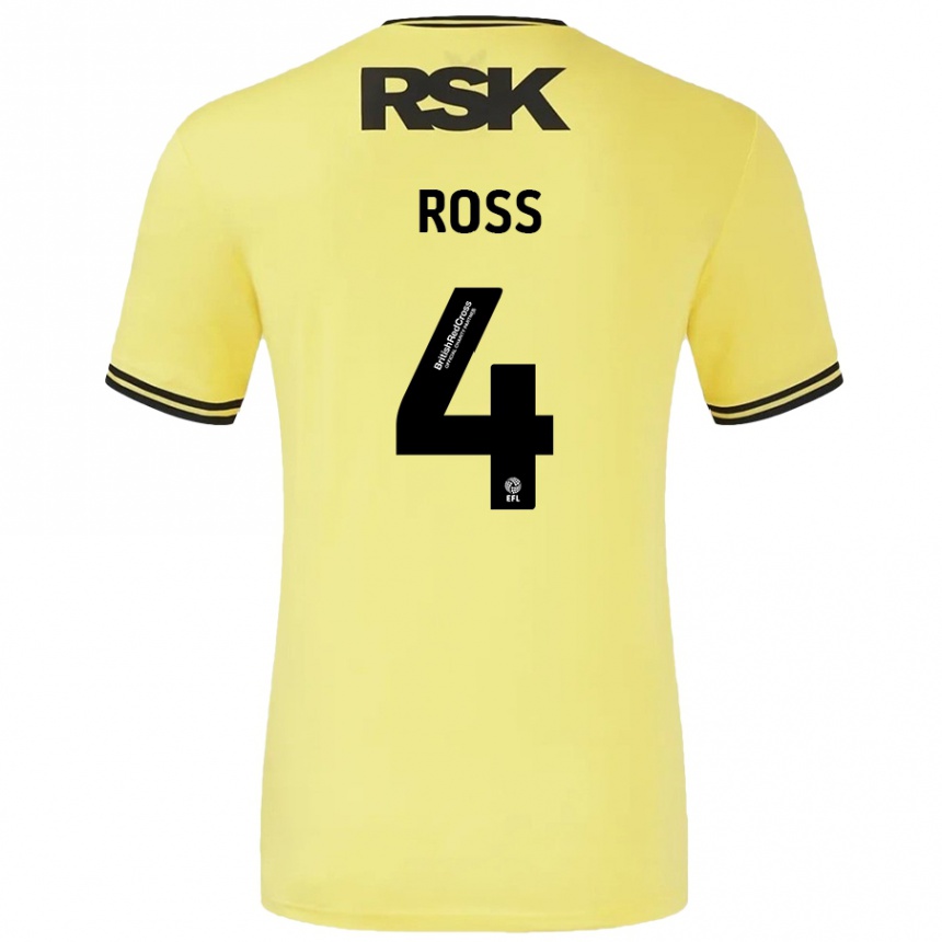 Gyermek Labdarúgás Mia Ross #4 Sárga Fekete Idegenbeli Jersey 2024/25 Mez Póló Ing