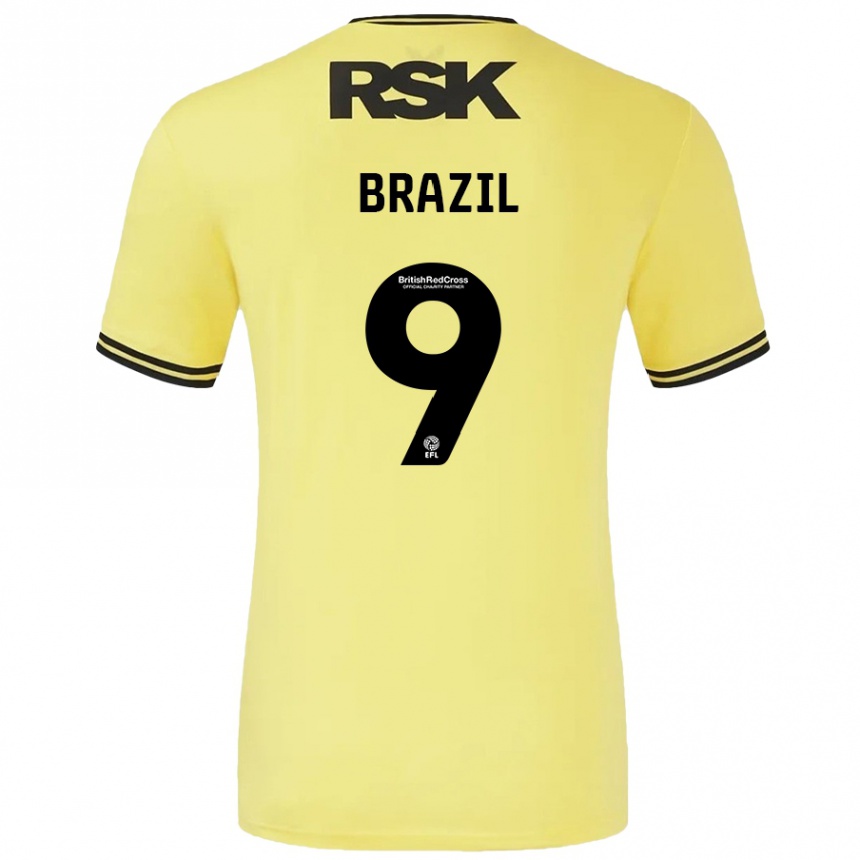 Gyermek Labdarúgás Ellie Brazil #9 Sárga Fekete Idegenbeli Jersey 2024/25 Mez Póló Ing