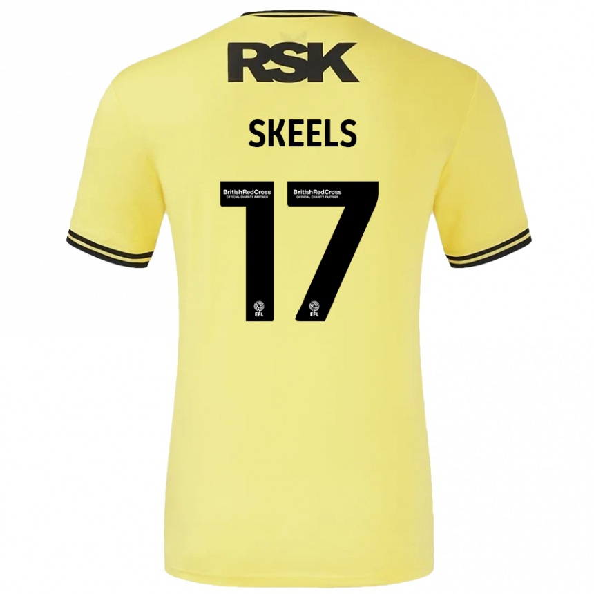 Gyermek Labdarúgás Kiera Skeels #17 Sárga Fekete Idegenbeli Jersey 2024/25 Mez Póló Ing