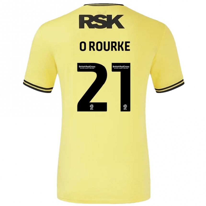 Gyermek Labdarúgás Sophie O'rourke #21 Sárga Fekete Idegenbeli Jersey 2024/25 Mez Póló Ing