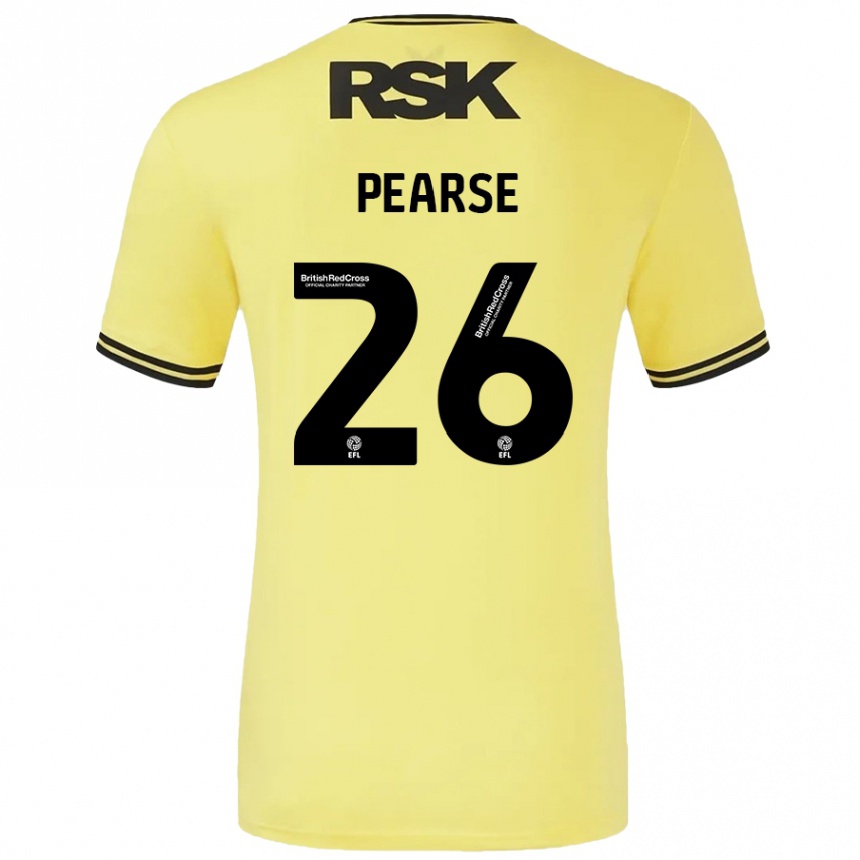 Gyermek Labdarúgás Gracie Pearse #26 Sárga Fekete Idegenbeli Jersey 2024/25 Mez Póló Ing