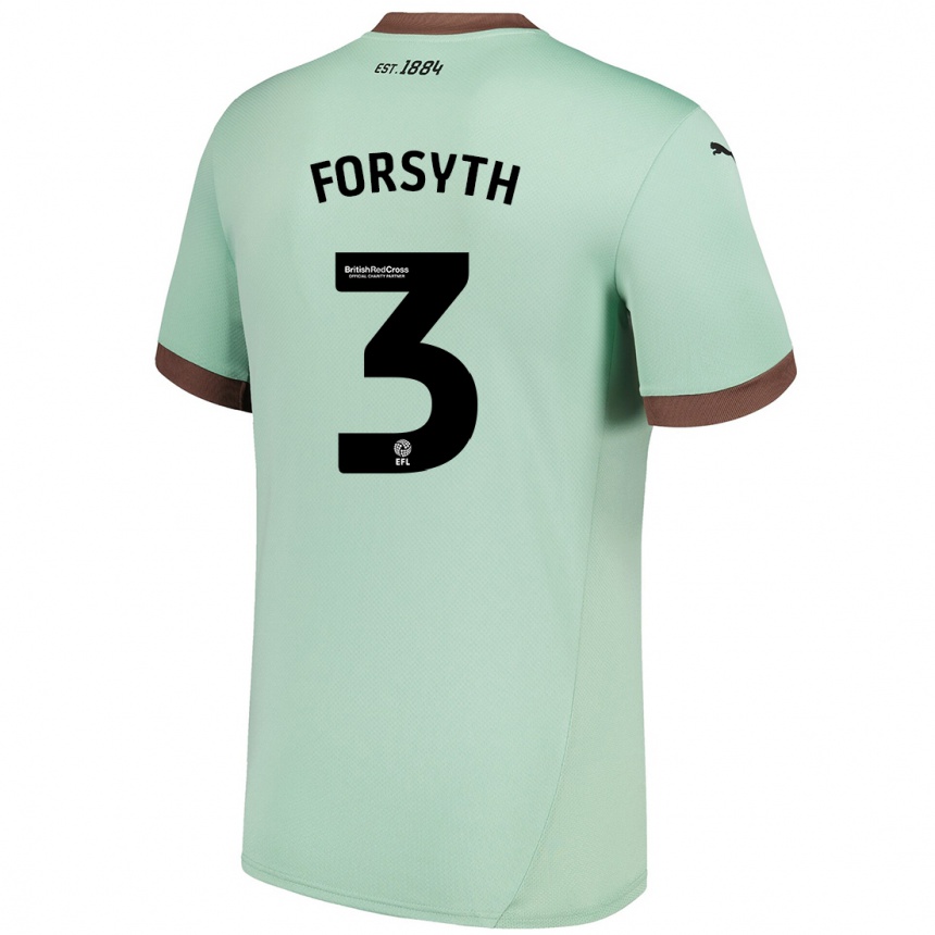 Gyermek Labdarúgás Craig Forsyth #3 Halványzöld Idegenbeli Jersey 2024/25 Mez Póló Ing