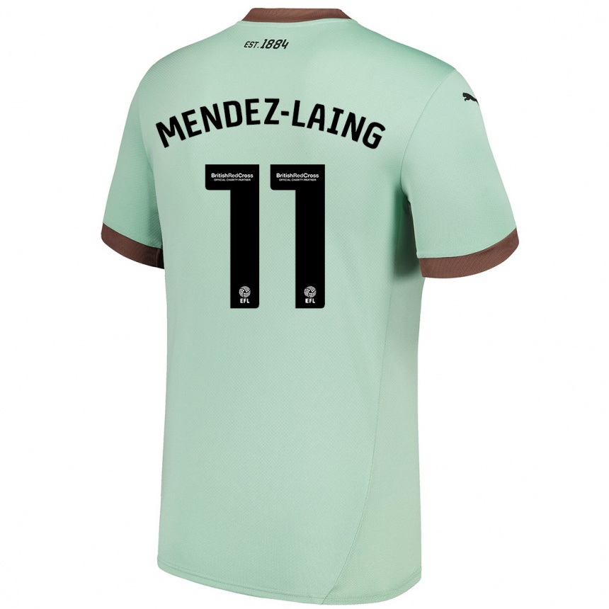 Gyermek Labdarúgás Nathaniel Méndez-Laing #11 Halványzöld Idegenbeli Jersey 2024/25 Mez Póló Ing