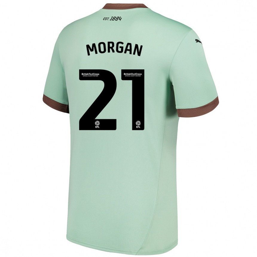 Gyermek Labdarúgás Sarah Morgan #21 Halványzöld Idegenbeli Jersey 2024/25 Mez Póló Ing