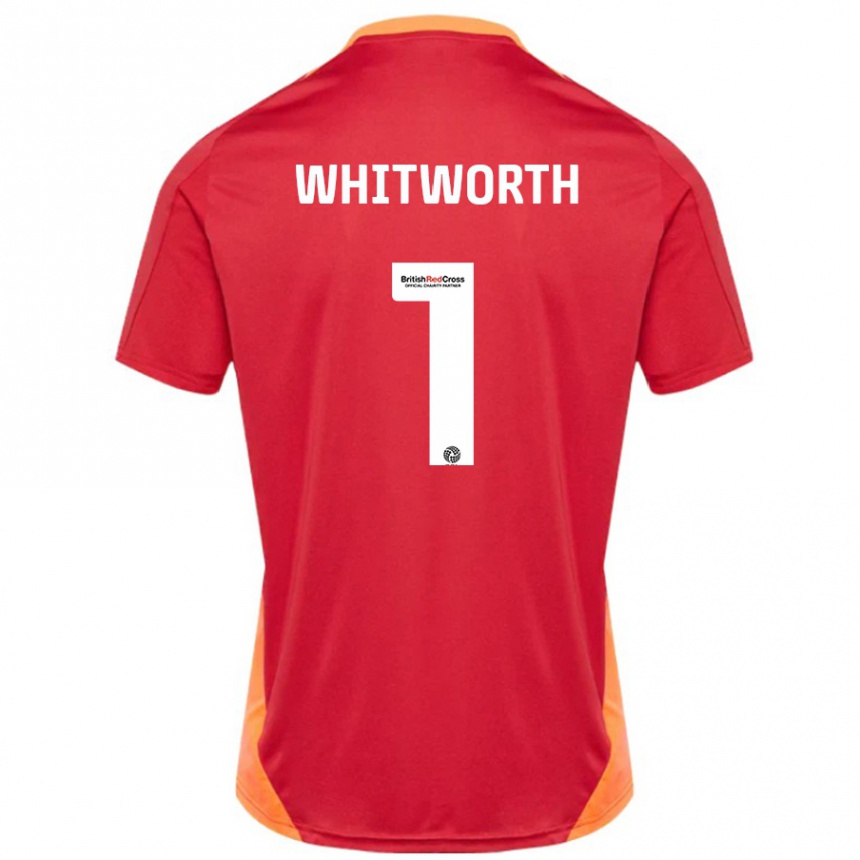 Gyermek Labdarúgás Joe Whitworth #1 Kék Törtfehér Idegenbeli Jersey 2024/25 Mez Póló Ing