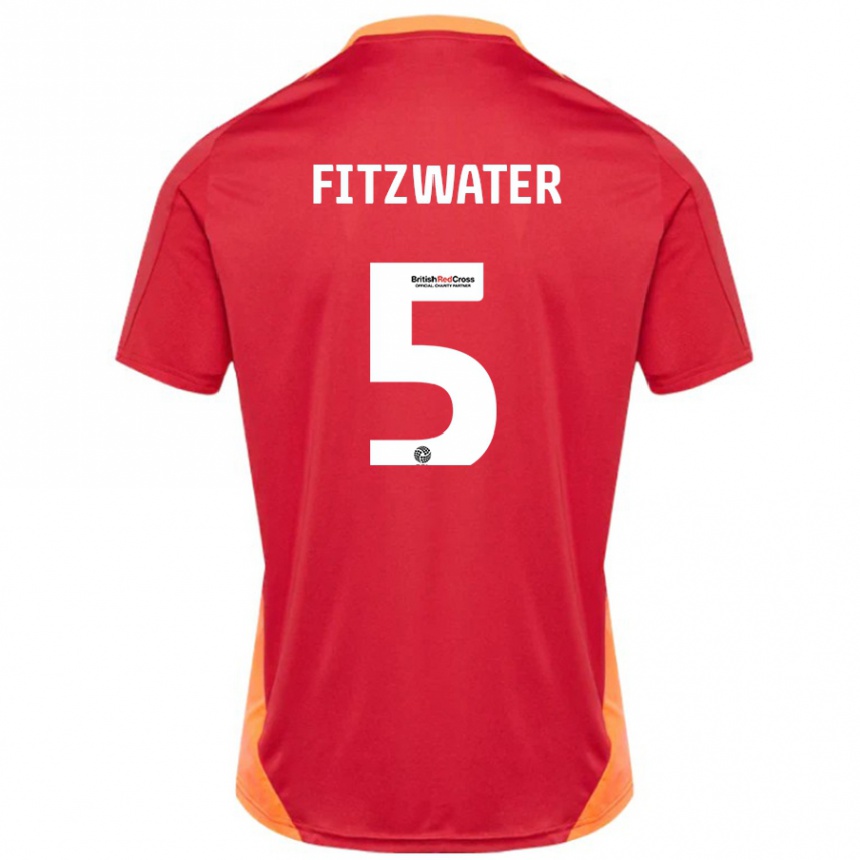 Gyermek Labdarúgás Jack Fitzwater #5 Kék Törtfehér Idegenbeli Jersey 2024/25 Mez Póló Ing