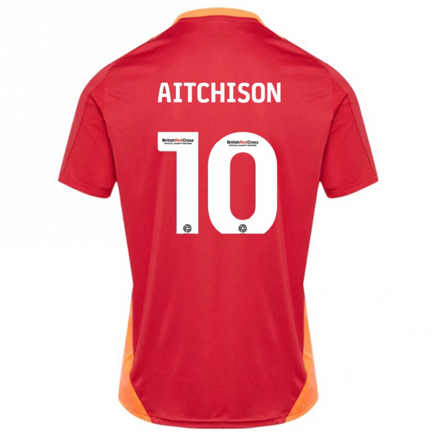 Gyermek Labdarúgás Jack Aitchison #10 Kék Törtfehér Idegenbeli Jersey 2024/25 Mez Póló Ing