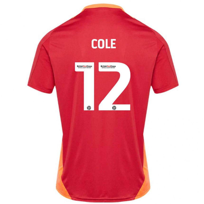 Gyermek Labdarúgás Reece Cole #12 Kék Törtfehér Idegenbeli Jersey 2024/25 Mez Póló Ing