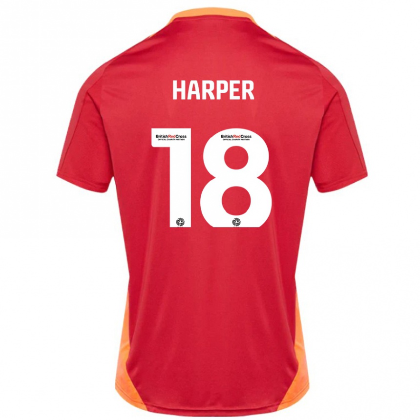 Gyermek Labdarúgás Vincent Harper #18 Kék Törtfehér Idegenbeli Jersey 2024/25 Mez Póló Ing