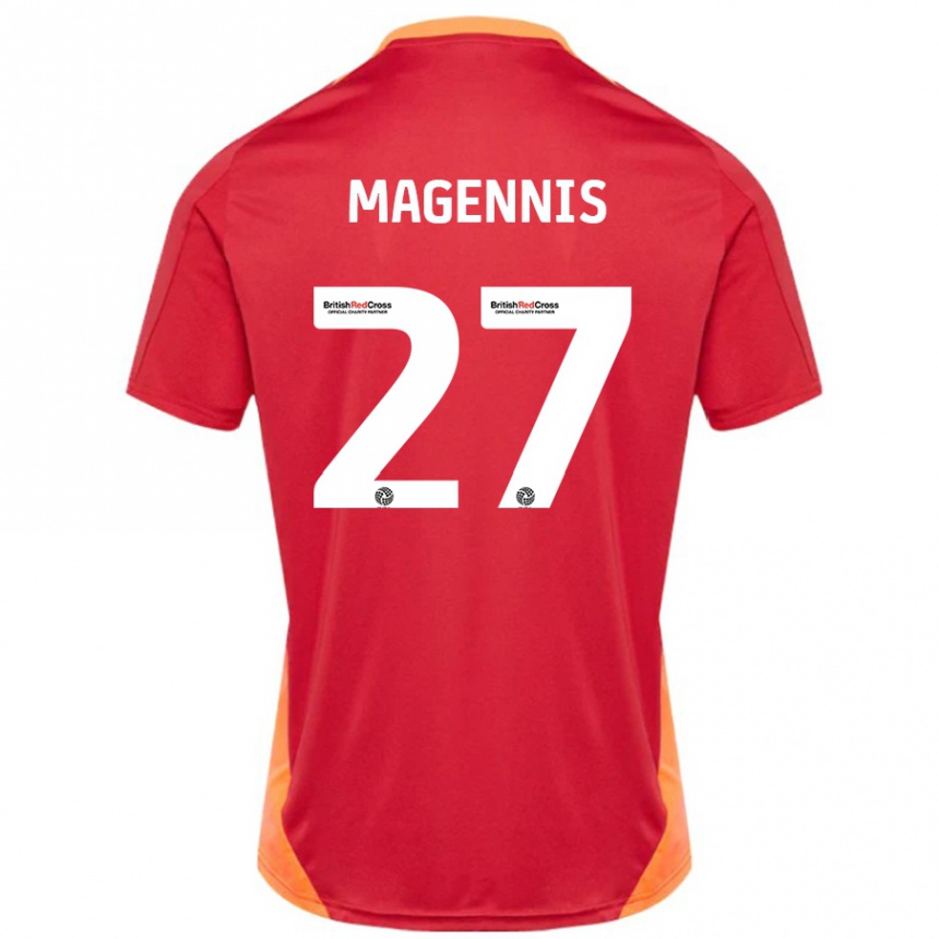 Gyermek Labdarúgás Josh Magennis #27 Kék Törtfehér Idegenbeli Jersey 2024/25 Mez Póló Ing