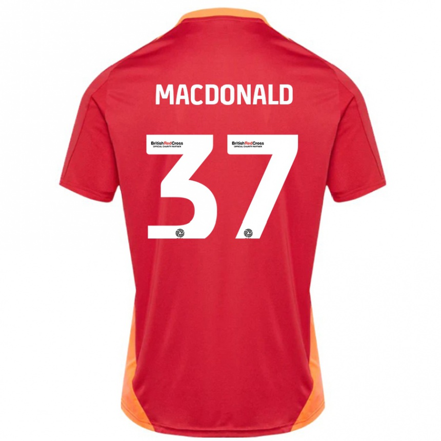 Gyermek Labdarúgás Shaun Macdonald #37 Kék Törtfehér Idegenbeli Jersey 2024/25 Mez Póló Ing