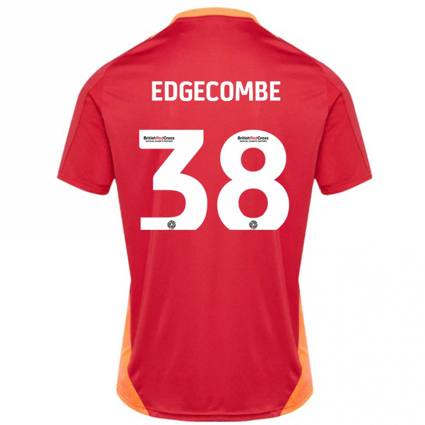 Gyermek Labdarúgás Max Edgecombe #38 Kék Törtfehér Idegenbeli Jersey 2024/25 Mez Póló Ing