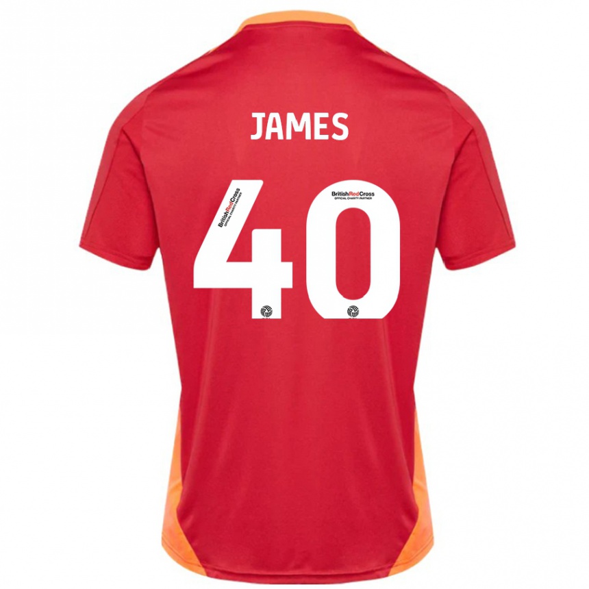 Gyermek Labdarúgás Ed James #40 Kék Törtfehér Idegenbeli Jersey 2024/25 Mez Póló Ing