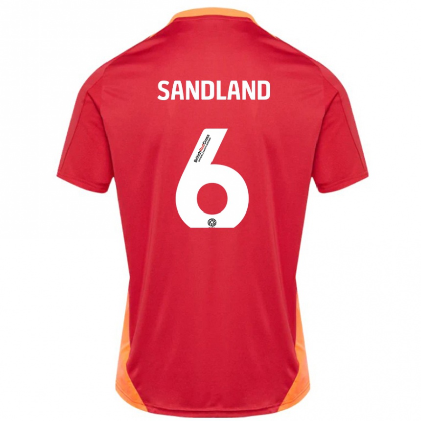 Gyermek Labdarúgás Jess Sandland #6 Kék Törtfehér Idegenbeli Jersey 2024/25 Mez Póló Ing