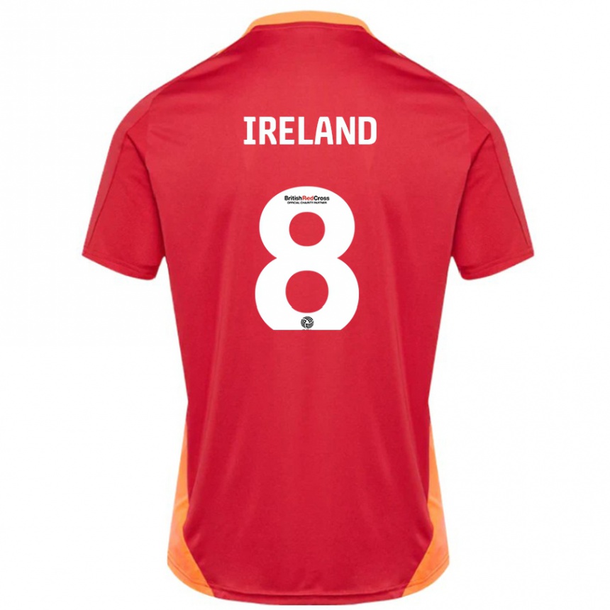 Gyermek Labdarúgás Beth Ireland #8 Kék Törtfehér Idegenbeli Jersey 2024/25 Mez Póló Ing