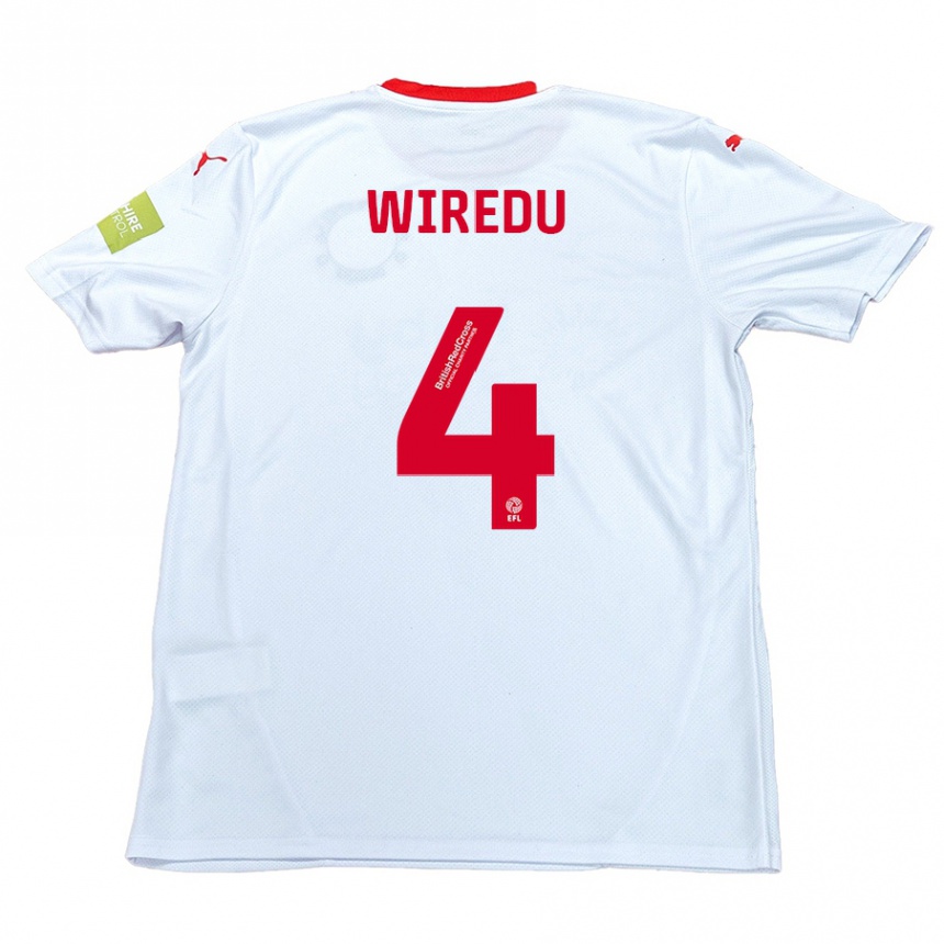 Gyermek Labdarúgás Brendan Wiredu #4 Fehér Idegenbeli Jersey 2024/25 Mez Póló Ing