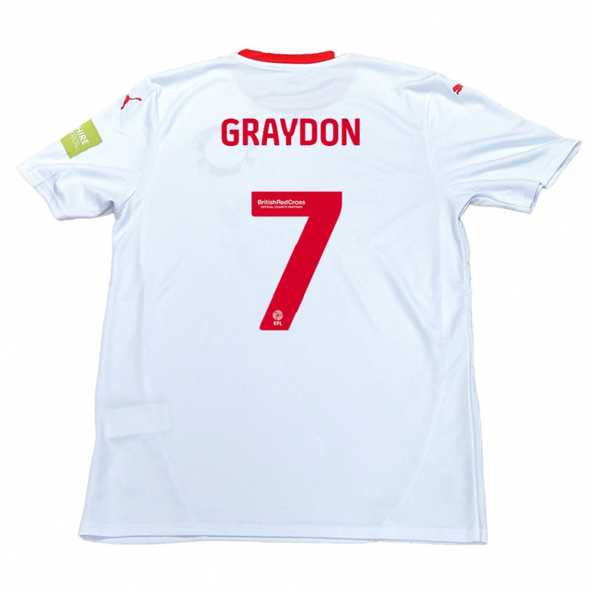 Gyermek Labdarúgás Ryan Graydon #7 Fehér Idegenbeli Jersey 2024/25 Mez Póló Ing