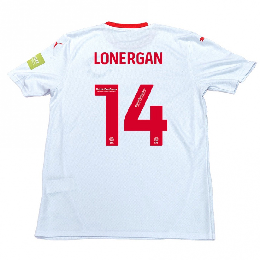 Gyermek Labdarúgás Tommy Lonergan #14 Fehér Idegenbeli Jersey 2024/25 Mez Póló Ing