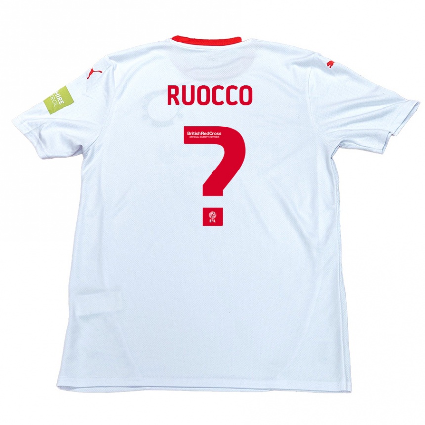 Gyermek Labdarúgás Alessio Ruocco #0 Fehér Idegenbeli Jersey 2024/25 Mez Póló Ing