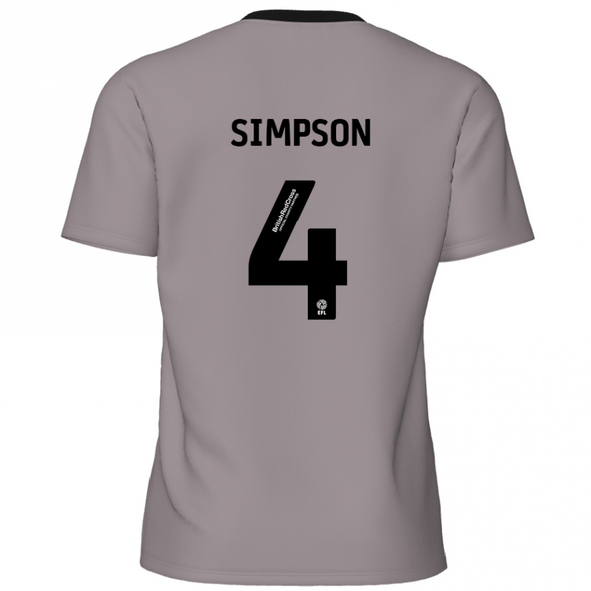 Gyermek Labdarúgás Jack Simpson #4 Szürke Idegenbeli Jersey 2024/25 Mez Póló Ing