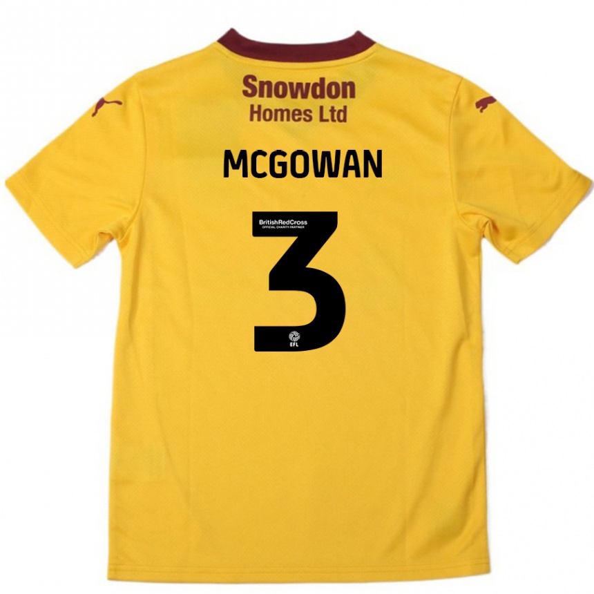 Gyermek Labdarúgás Aaron Mcgowan #3 Narancssárga Burgundi Idegenbeli Jersey 2024/25 Mez Póló Ing