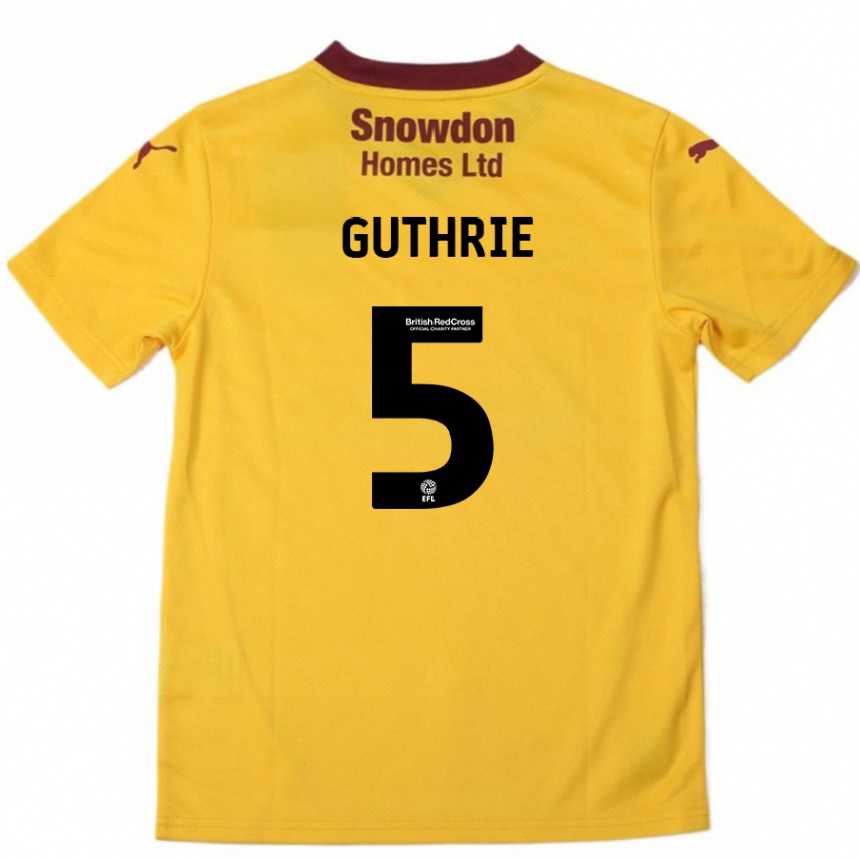 Gyermek Labdarúgás Jon Guthrie #5 Narancssárga Burgundi Idegenbeli Jersey 2024/25 Mez Póló Ing