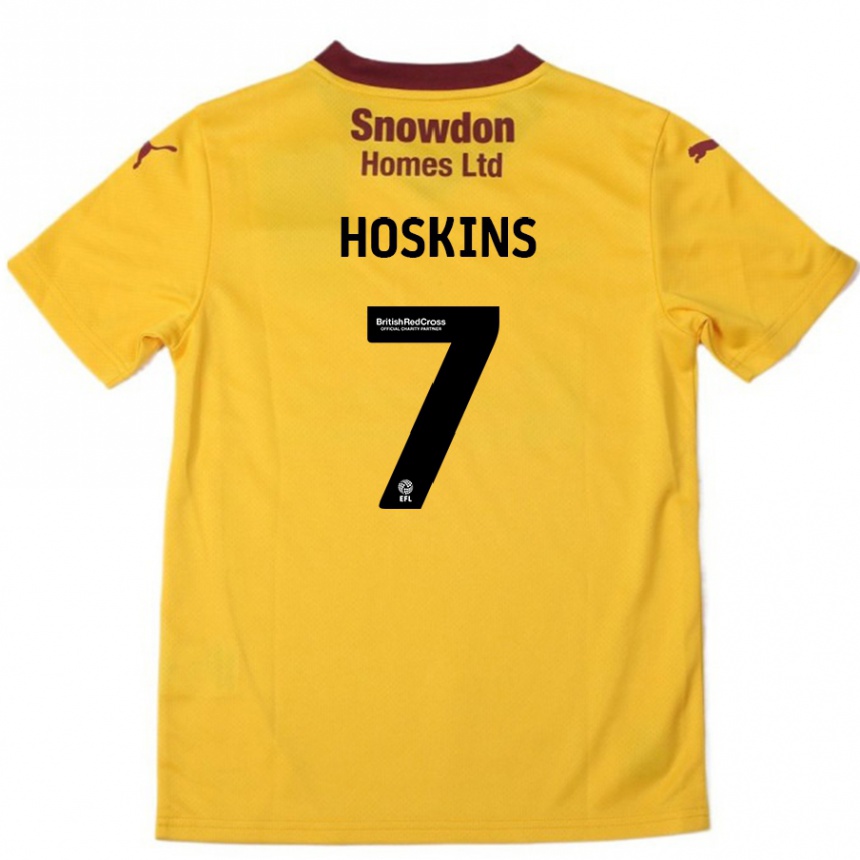 Gyermek Labdarúgás Sam Hoskins #7 Narancssárga Burgundi Idegenbeli Jersey 2024/25 Mez Póló Ing