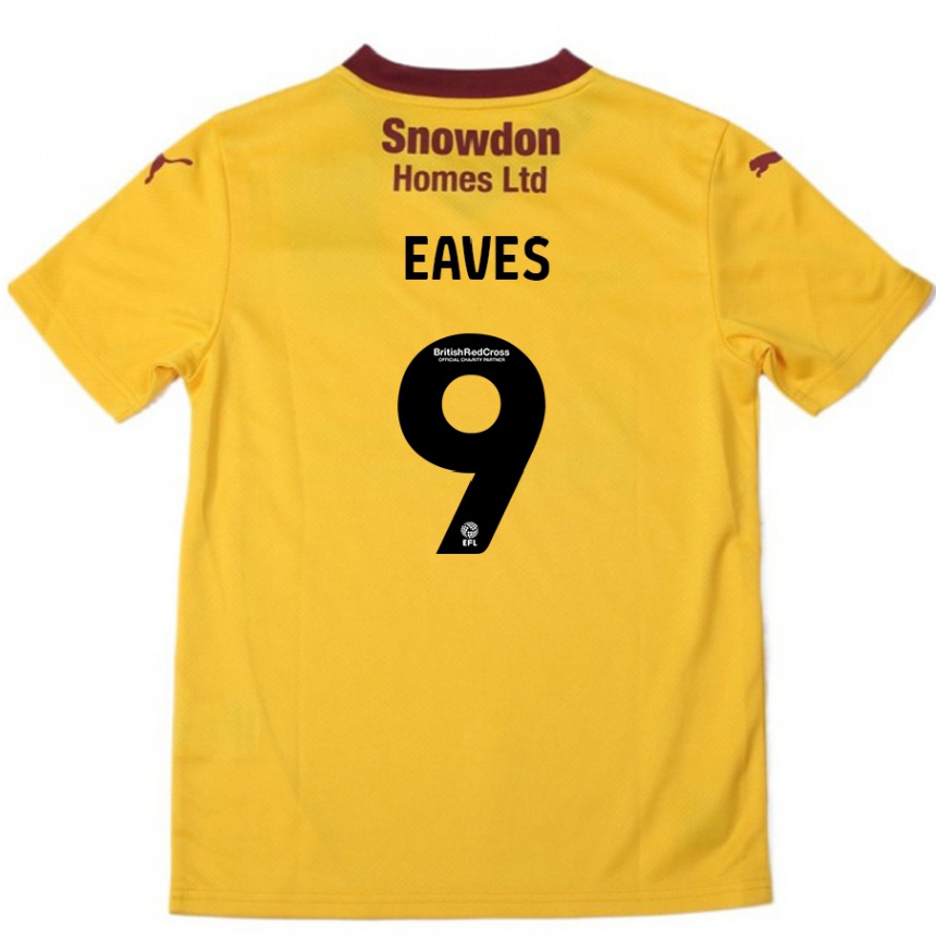 Gyermek Labdarúgás Tom Eaves #9 Narancssárga Burgundi Idegenbeli Jersey 2024/25 Mez Póló Ing