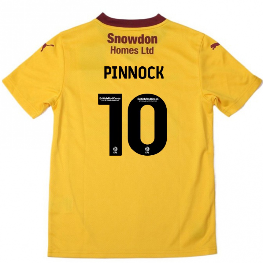 Gyermek Labdarúgás Mitch Pinnock #10 Narancssárga Burgundi Idegenbeli Jersey 2024/25 Mez Póló Ing