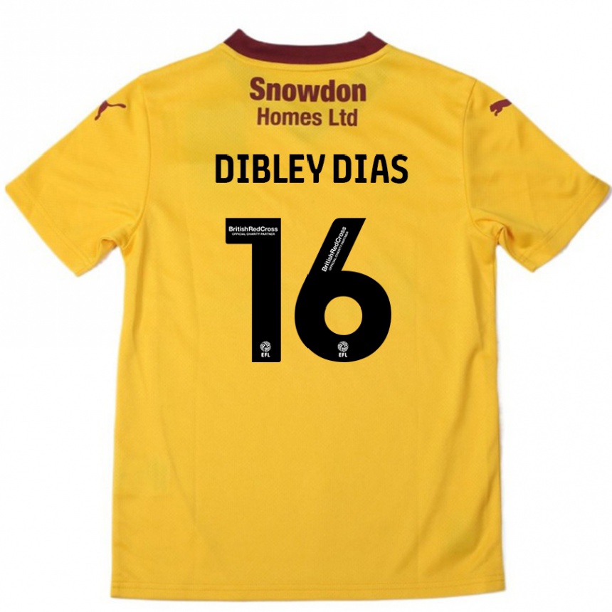 Gyermek Labdarúgás Matt Dibley-Dias #16 Narancssárga Burgundi Idegenbeli Jersey 2024/25 Mez Póló Ing