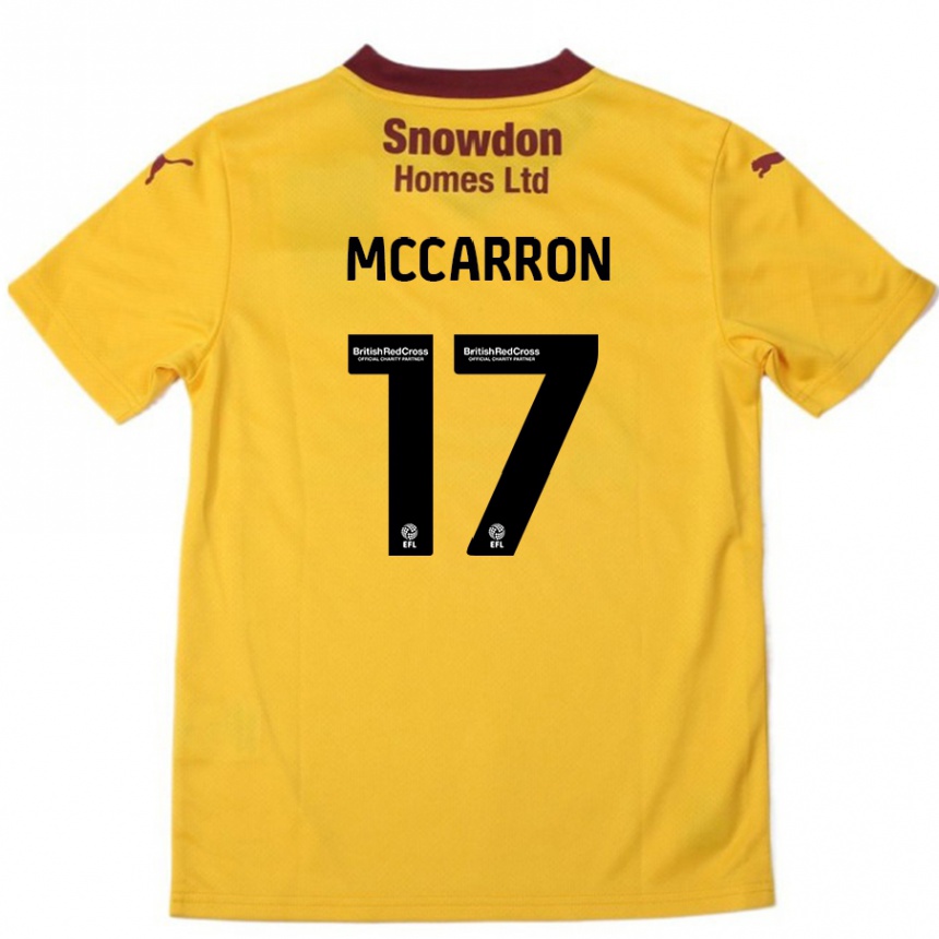 Gyermek Labdarúgás Liam Mccarron #17 Narancssárga Burgundi Idegenbeli Jersey 2024/25 Mez Póló Ing