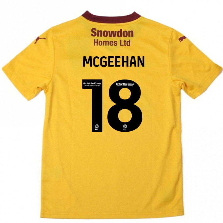 Gyermek Labdarúgás Cameron Mcgeehan #18 Narancssárga Burgundi Idegenbeli Jersey 2024/25 Mez Póló Ing