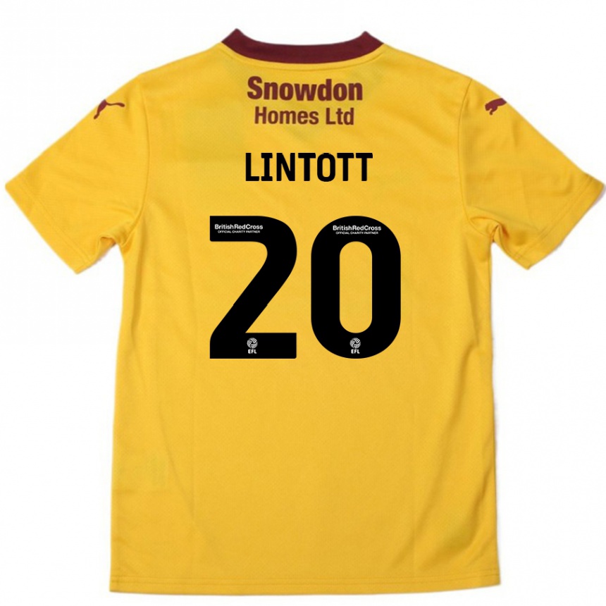 Gyermek Labdarúgás Harvey Lintott #20 Narancssárga Burgundi Idegenbeli Jersey 2024/25 Mez Póló Ing