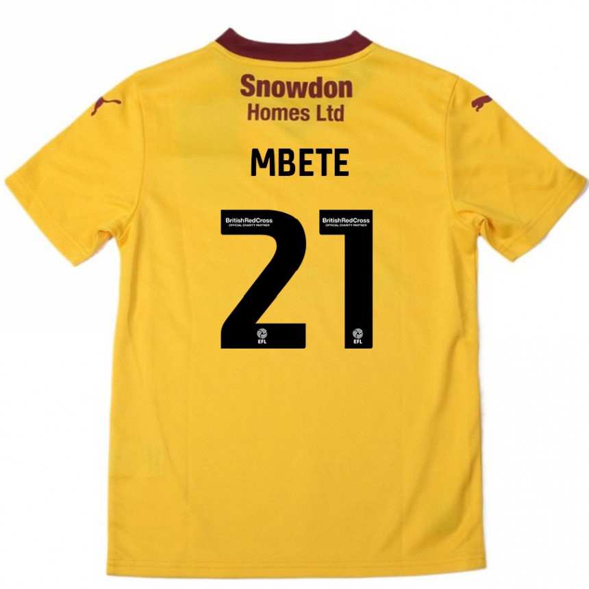 Gyermek Labdarúgás Luke Mbete #21 Narancssárga Burgundi Idegenbeli Jersey 2024/25 Mez Póló Ing