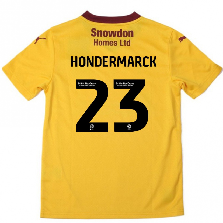 Gyermek Labdarúgás William Hondermarck #23 Narancssárga Burgundi Idegenbeli Jersey 2024/25 Mez Póló Ing