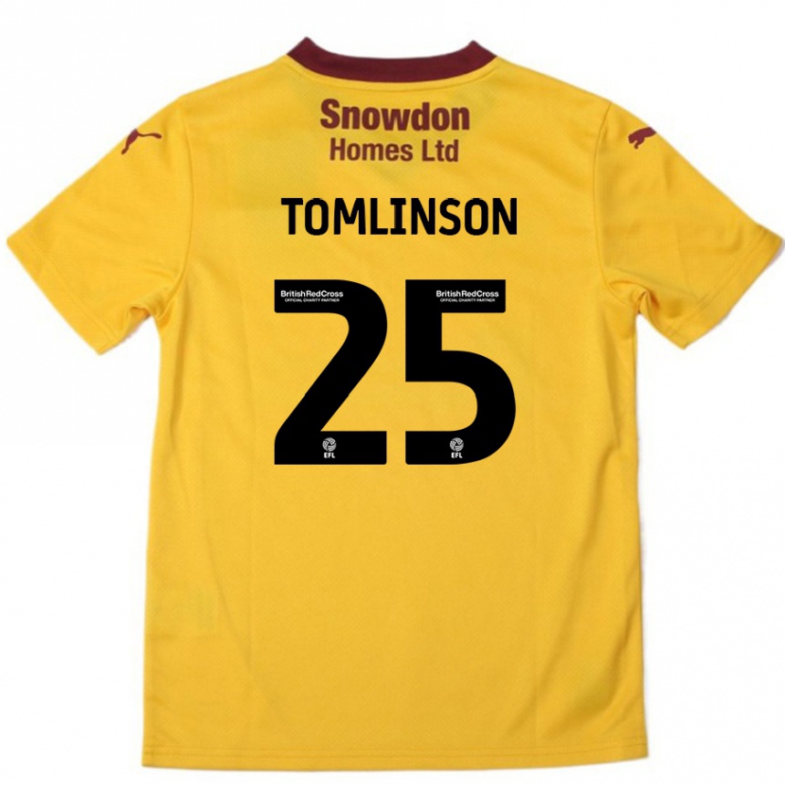 Gyermek Labdarúgás Josh Tomlinson #25 Narancssárga Burgundi Idegenbeli Jersey 2024/25 Mez Póló Ing